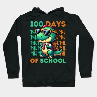 100th Day of School Teacher Dinosaur T-Rex 100 Days Kids Hoodie